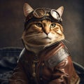 A cat in a steampunk aviator outfit