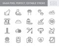 Cat stuff line icons. Vector illustration include icon - litter box, carrier, scratching post, bed, house, kitten, toy