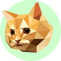 Cat in the style of the polygon. Fashion illustration of the trend in style on a green background. Farm animals. Portrait