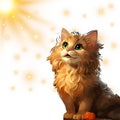 A cat and sun bunnies. Vector illustration Royalty Free Stock Photo