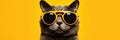 Cat With Sunglasses Dark Yellow Background Cats And Sunglasses, Dark Yellow Colour, The Power Of Vis