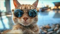 Cat With Sunglasses Taking Selfie Traveling The World