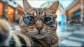 Cat With Sunglasses Taking Selfie Traveling The World