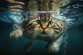 Cat swimming in the water