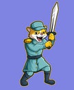 cat sword mascot cartoon illustration