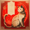 The cat is the symbol of the year 2023. New Year according to the Chinese calendar. Generative AI Royalty Free Stock Photo