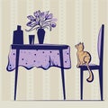 Cat table interiors Royalty Free Stock Photo