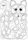 Cat Tangled in Christmas Lights Coloring Page