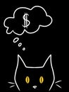 Cat think about money. Cute funny art