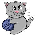 Cat with thread, illustration, vector Royalty Free Stock Photo