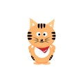 Cat, tiger with red scarves cartoon cute character flat design i