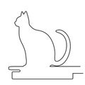 Cat toilet icon, contemporary design, continuous line drawing