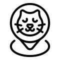 Cat tracker location icon outline vector. Lost finder