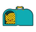 Cat transport box and pet. Carrying case Vector illustration Royalty Free Stock Photo