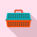 Cat travel basket icon, flat style