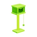 Cat tree house with scratching post and hanging ball. Comfortable pet animal shelter vector illustration Royalty Free Stock Photo