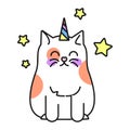 Cat unicorn, cute funny kitten fantasy animal