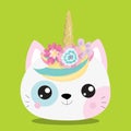 CAT UNICORN YELLOWGREEN 06 Royalty Free Stock Photo