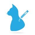 Cat vaccine to prevent illness icon, medical concept