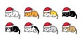 Cat vector christmas santa claus hat kitten scarf icon calico character cartoon logo teddy symbol doodle animal illustration