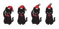 Cat vector Christmas Santa claus hat Xmas icon kitten logo calico cartoon character illustration doodle black Royalty Free Stock Photo