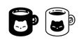 Cat vector cup coffee tea icon kitten calico glass drink logo symbol character cartoon doodle illustration design Royalty Free Stock Photo