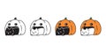 cat vector halloween pumpkin head sleeping icon jack o lantern kitten calico logo symbol cartoon character Royalty Free Stock Photo