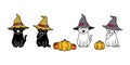 Cat vector Halloween pumpkin kitten black witch hat calico icon logo symbol ghost character cartoon doodle illustration design Royalty Free Stock Photo