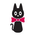 Cat vector icon cartoon character calico kitten logo bow tie illustration doodle white