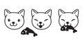 Cat vector icon kitten calico eating fish salmon tuna logo cartoon character illustration doodle Royalty Free Stock Photo