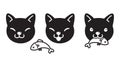 Cat vector icon kitten calico eating fish salmon tuna logo cartoon character illustration head doodle black Royalty Free Stock Photo
