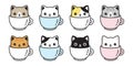 Cat vector icon kitten coffee cup calico logo fish symbol cartoon character illustration doodle design Royalty Free Stock Photo