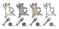 Cat Vector Icon Kitten Logo Calico Cartoon Character Fish Salmon Yarn Ball Illustration Doodle