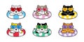 cat vector inflatable swimming pool ring kitten icon calico heart sunglasses valentine neko pet cartoon character symbol