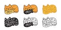 cat vector kitten calico icon eating fish taiyaki japanese food logo pet breed symbol cartoon character doodle