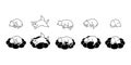 Cat vector kitten calico icon sleep cloud pet cartoon character symbol scarf illustration doodle design