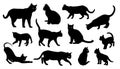 Cat vector silhouette set of cats