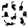 Cat vector silhouettes set Isolated On White Background, Royalty Free Stock Photo