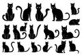 Cat vector silhouettes set Isolated On White Background, cats in different poses. Royalty Free Stock Photo