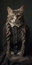 Analog Cat Portrait With Braided Braids And Trachten