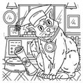 Cat Wearing Graduation Cap Coloring Page for Kids Royalty Free Stock Photo