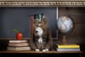 Cat Wearing Mortarboard Royalty Free Stock Photo