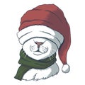 Cat wearing a santa hat for christmas vector illustration Royalty Free Stock Photo