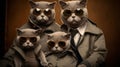 Meticulous Photorealistic Still Lifes: Three Cats In Suits With Glasses