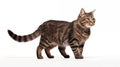 A cat on white background, they commonly referred to as the domestic cat or house cat