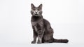 A cat on white background, they commonly referred to as the domestic cat or house cat