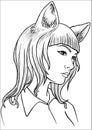 Cat woman vector hand draw