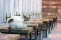Cat on wood chair Royalty Free Stock Photo