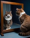 Cat& x27;s Mirror Contemplation AI Generative