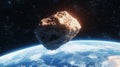 Cataclysmic Asteroid Hurtling Towards Earth from Outer Space Royalty Free Stock Photo